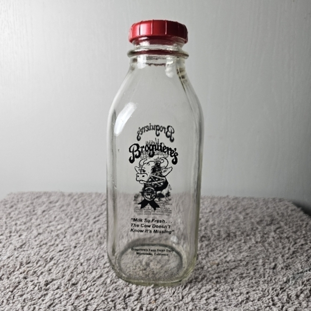 Broguiere's Farm Freash Egg Nog Milk Bottle